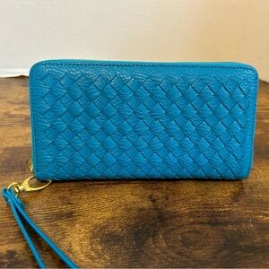 Blue Woven Leather Wallet
